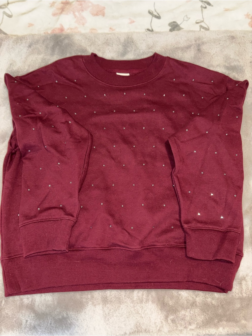 A New Day Maroon Crewneck Sweater with Stud Details